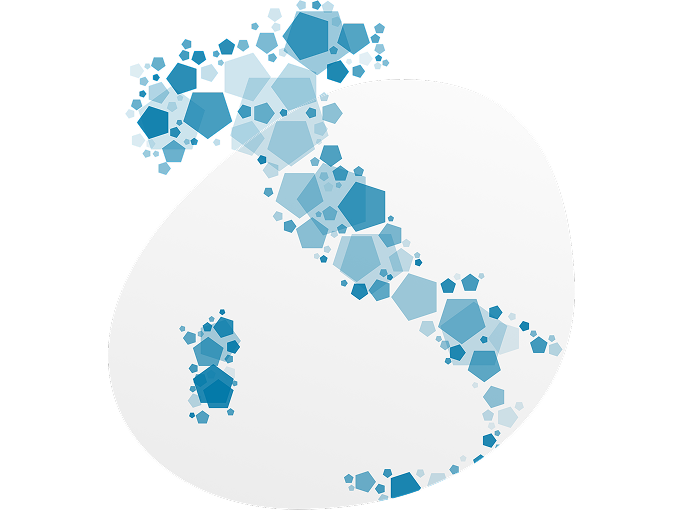 Illustrazione stilizzata dell'Italia per banner sui servizi sanitari